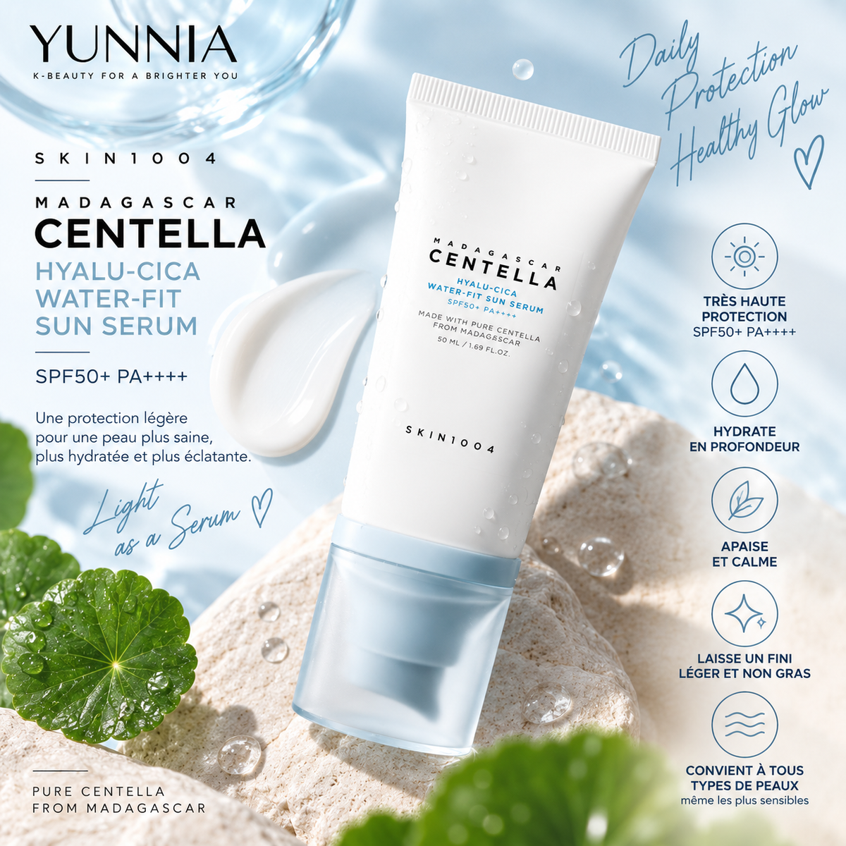 SKIN1004 Hyalu-Cica Water-Fit Sun Serum SPF50+ PA++++ — 50 ml